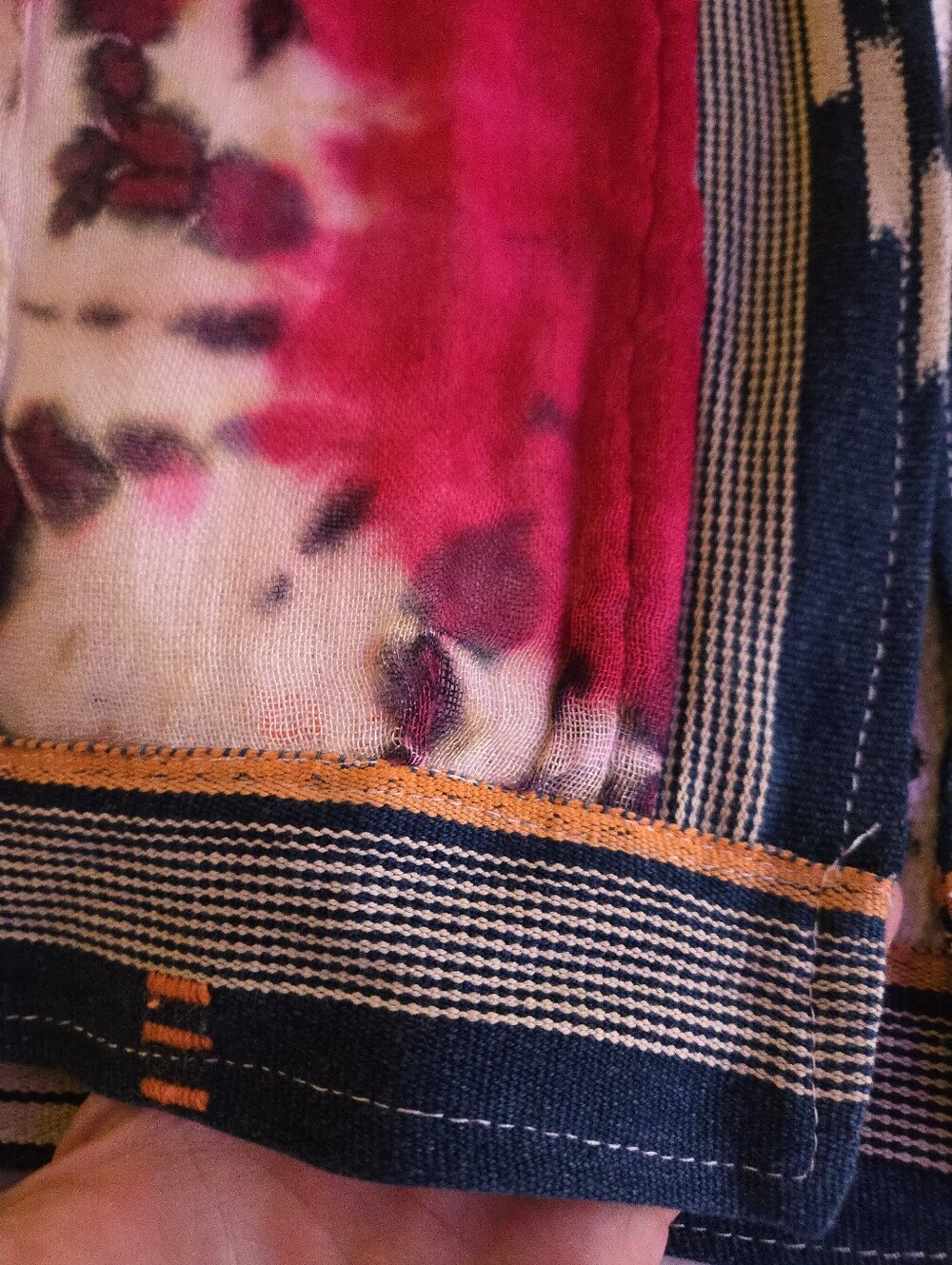 Open-Front Mudcloth Indigo Jacket in Navy & Cream Festival Bohemian HAL3 - Picture 13 of 16